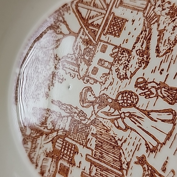 8 Pc Vintage Old Classic Prints Ohio Brown Transferware 6" Bowls, 7.25" Plates - Picture 8 of 16